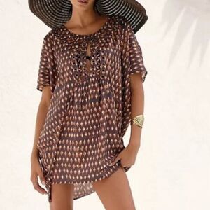 Anthropologie Graham Keegan Short Sleeve Key Hole Tunic Size Small